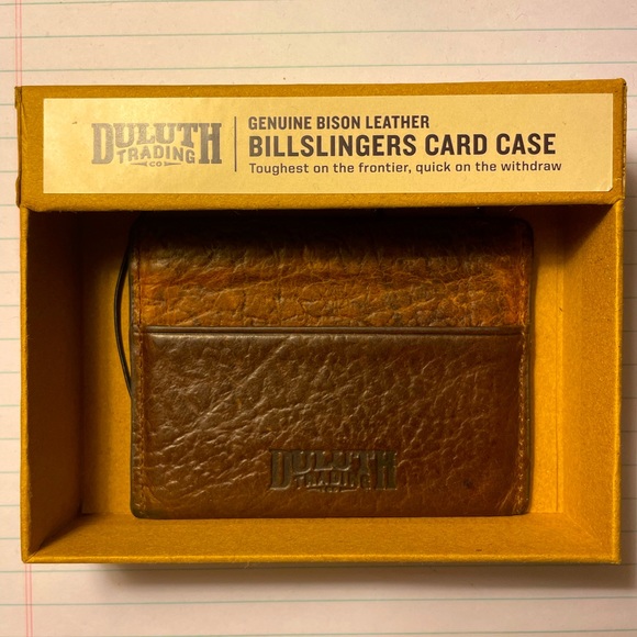 Duluth Trading Co. Billslingers Card Case - Genuine Bison Leather Wallet - Picture 1 of 3